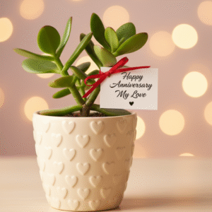 Jade Succulent Plant in Love Heart Pot – Anniversary Special